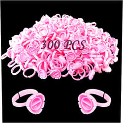 Beyoslf Glue Rings for Eyelash Extensions, 300 Pcs Smart Lash Glue Rings Cups Holder Disposable Rings for Volume Lashes, Blooming Eyelash Glue Holder Volume Fanning Cup for Lash Extension Supplies