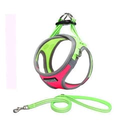 Mercano Soft Mesh Dog Harness and Leash Set, No-Chock Step-in Reflective Breathable Lightweight Easy Walk Escape Proof Vest Harnesses with Safety Buckle for Small Medium Dogs, Cats (L, Hot Pink)