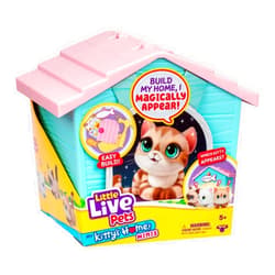 Little Live Pets My Kitty's Home Mini Playset, Mystery Kitty Plush Reveal, Build and Decorate Toy Pet Carrier, Repeat Play, Cat House Toys for Kids 5+
