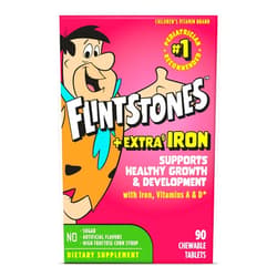 Flintstones Vitamins Flintstones Chewable Kids Multivitamin + Extra Iron, Kid Vitamins with Vitamin C, D, Vitamin B12 & Iron for Kids, 90 Count
