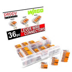 Peppy Products WAGO 221 Lever-Nuts 36pc Compact Splicing Wire Connector Assortment. Includes (16x) 221-412, (12x) 221-413, (8X) 221-415
