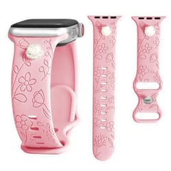 STARAMZ Silicone Bands Compatible with Watch Band 38mm 40mm 42mm 44mm 45mm for Women, Pearl Rose Inlaid Replacement Watch Bands Strap for iwatch Series 7/6/5/4/3/2/1/SE
