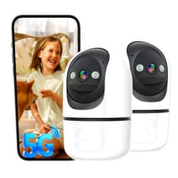 Gyliziex Indoor Security Camera 2 Packs, 2K 5G WiFi Baby/Pet/Dog/Nanny Cameras for Home Security, 360 PTZ Security Cameras with US Servers Phone App, 911 One-Tap Call,AI Smart Detection
