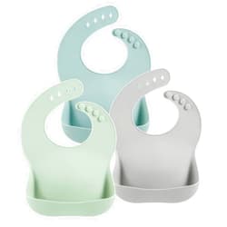 PandaEar 3 Pack Silicone Baby Bibs for Boys Girls| Waterproof Toddler Bibs| Adjustable Unisex Baby Bibs for Eating| BPA Free Soft Durable Silicone Bibs with Large Food Catcher