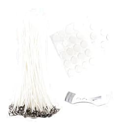 EricX Light 8 inch Candle Wick with Candle Wick Stickers and Candle Wick Centering Device,60 pcs for Candle Making