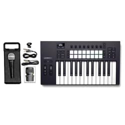Audiosavings Bundle: Novation LAUNCHKEY 25 MK4 25-Key USB MIDI Ableton Live Keyboard Controller Bundle with Rockville RMC-XLR High-End Metal DJ Handheld Wired Microphone Mic w (2) Cables (2 Items)