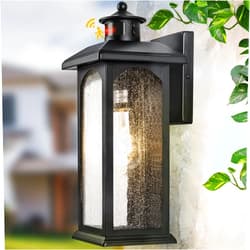 Brilvibera Large Motion Sensor Outdoor Light Fixture-3 Mode Motion Detection Porch Light with E26 Sockets, 16 Inch Black Outdoor Wall Light Mounted, Waterproof Dusk to Dawn Outdoor Light Fixture for Garage