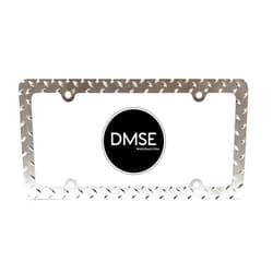 DMSE Wholesale DMSE Heavy Duty Metal Diamond Plate Plated License Plate Frame Cool Decorative Design for Any Vehicle (Chrome)
