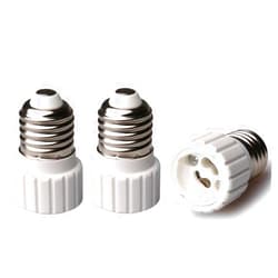 YKCGG E26/E27 to GU10 Adapter,GU10 Ceramic Socket Converters for GU10 Halogen Bulb,E26 E27 Edison Screw Socket to GU10 Bayonet Base Adapter (3 Pack)