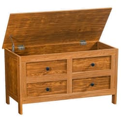 HOOBRO Toy Chest, Toy Box with Safety Hinge, Storage Chest, Storage Bench, 39.4'' Wooden Toy Storage Organizer, Drawer-Like Decoration, for Living Room, Bedroom, Entryway, Walnut WL14CW01