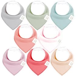 KeaBabies 8-Pack Organic Baby Bandana Drool Bibs for Girls - Super Absorbent Baby Bibs for Baby Girls, Baby Boys, Soft Cotton Bandana Bibs, Baby Drool Bib, Teething Bibs for Infant, Toddler(Muted Pastel)