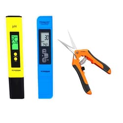 VIVOSUN pH and TDS Meter Combo and 6.5 Inch Gardening Hand Pruner Pruning Shear with Straight Stainless Steel Blades Orange