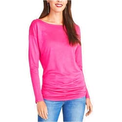 Rachel Rachel Roy Womens Chloe Boat Neck Ruched Top Pink M