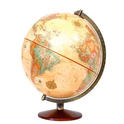 Replogle World Globe with Stand, 12 Inch diameter with 3-D Raised Relief Texture. Perfect for Children And Kid's Classroom and home Decor, Made In USA. (Presscraft Antique)