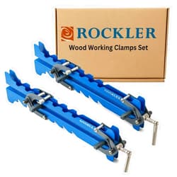Rockler Mini Deluxe Panel Clamps (2-Pack) - Powerful Four-Way Pressure Cabinet Clamps - Sawtooth Pattern Mini Clamp Set w/Clamp Rails, Storage Rack & More - Great for Small Panel, Cutting Boards