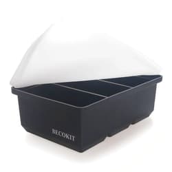 BECOKIT Silicone Freezer Tray for Soup Cube: Silicone Freezing Tray for Broth Sauce Storage - Freeze 250mL Souped Portion,Oven & Dishwasher -Safe (Black 1 Tray)