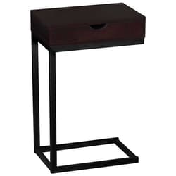 Monarch Specialties C Accent Table with Drawer-Black Metal Base, Cappuccino