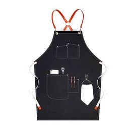ALCKO Canvas Apron for Men, Heavy Duty Work Apron with Pockets, Waterproof Wear-Resistant Tools Apron for Garden (Color : Black, Size : X-Large)