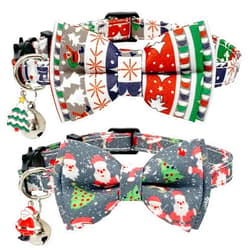 Casidoxi 2 Pcs Cat Christmas Collars Breakaway with Bell, Xmas Cat Bow Tie Christmas Cat Bowtie Collar for Kitten Cats…