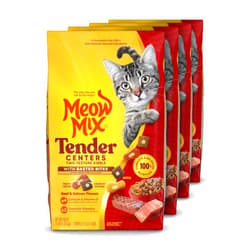 Meow Mix Tender Centers Basted Bites Dry Cat Food, Beef & Salmon Flavors, 3 Pound (Pack of 4), Crunchy Outside Meaty Inside