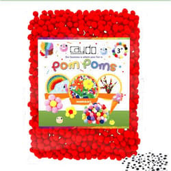 Caydo 1000 Pieces 1cm Red Pom Poms with 100 Pieces Wiggly Eyes Crafts Pom Poms Balls for Crafts for Kids for Art Creative Crafts and Christmas Decoration