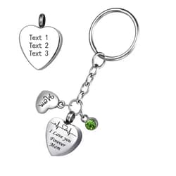FCZDQ Heartbeat I Love You Forever Family Memorial Keepsake Cremation Jewelry for Ashes Urn Keychain Mom - Customized