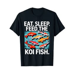 Humor Saying For Koi Fish Keeper Tees Eat Sleep Feeds The Koi Fish Funny Koi Lover Koi Carp T-Shirt