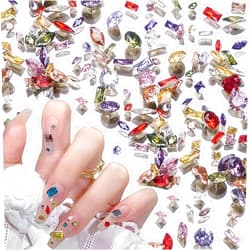 Jaliya 200pcs Tiny Zircon Rhinestones for Nails 3D Pointed Bottom Nail Rhinestones Nail Diamonds Colorful Nail Gems and Rhinestones for Crafting Glitter Rhinestone Nail Charms Nail Crystals Gems for Nails