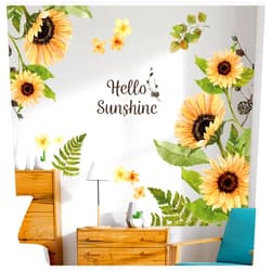 Hanlongyu Sunflower Wall Stickers, 3D Yellow Flower Wall Decals, Easy Peel and Stick Wallpaper, DIY Removable Wall Art Sunflower Mural for Bathroom, Bedroom, Nursery, RV Shower Door Nursery Home Decor