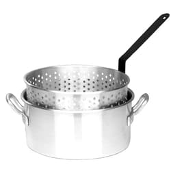 Bayou Classic 1201 10-qt Aluminum Fry Pot Features Perforated Aluminum Basket Heavy Duty Riveted Handles Perfect For Deep Frying French Fries Hush Puppies Fish & Chicken