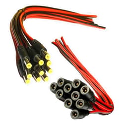 DAYKIT 10 Pairs DC Power Pigtail Cable, 12V 5A 2.1mm x 5.5 mm Male & Female Connectors for CCTV Security Camera and Lighting Power Adapter