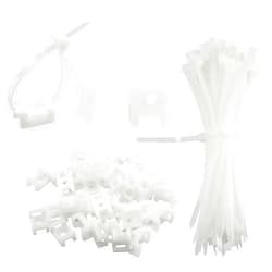 LifCratms 80Pcs White Saddle Type Mounts Base with Zip Ties, 0.9