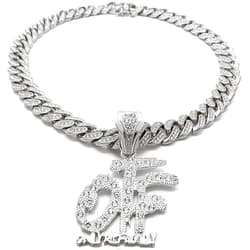 Ashendikan SEVOLY Hip Hop Only The Family Otf Pendant Iced Box Lock Miami Cuban Chain Necklace