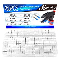 Sopoby 460PCS Non Insulated Butt Connectors Kit, Sopoby Butt Splice Connectors, 24-8 Gauge Uninsulated Wire Connectors of Tinned Red Copper, Electrical Crimp Terminals