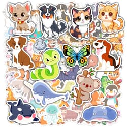 Riccioofy Stickers for Kids - 100 PCS Cute Animal Stickers | Water Bottle Scrapbook Stickers Toys Games Crafts for Kids Toddlers-Activities Party Supplies Favors Teacher Prizes Rewards Gifts for Teens Classroom