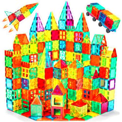 Anbalulu Magnetic Tiles, 100PCS Magnetic Blocks for Kids, Magnet Building Set with 2 Cars, Construction Building Set,STEM Sensory Educational Toys Gift for Toddlers Kids 3 4 5 6 7 8 9 Year Old