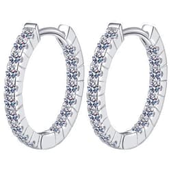 ASYH Moissanite Hoop Earrings 2.6CTTW D Color Lab Create Diamond Earrings 18K Gold Plated Sterling Silver Huggie Earring for Women Birthday Handmade Jewelry