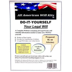 Generic Do-It-Yourself Legal Will Kit – Come with one Set – No Printing – No Downloading - No CD is Required - Prepared by an Attorney Multicolor 8.5inchX11inch