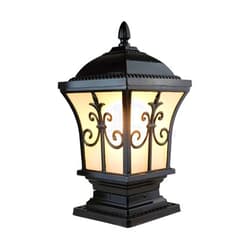 DLGGO European Black Column Light Garden Light Waterproof Glass Door Garden Railing Pillar Lamp Outdoor Door Cap Light Park Street Aluminum Lawn Lights Ladder Road Post Lamp Villa Landscape Lights
