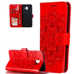 Asdsinfor Galaxy J6 Plus Case Stylish Advanced Wallet Case Credit Cards Slot with Stand for PU Leather Shockproof Flip Case for Samsung Galaxy J6 Plus / J6 Plus 2018 / J6 Prime Sunflower Red LD
