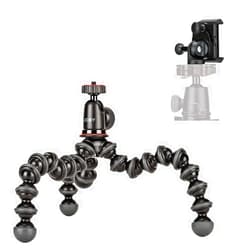 JOBY GorillaPod 1K GripTight Mount PRO Kit, Compact Flexible Tripod 1K Stand and BallHead 1K with Locking Phone Mount, Easy Landscape or Portrait Mode, Supports up to 1kg (2.2lb), Black (JB01831-BWK)