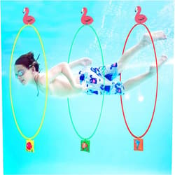 90shine 15PCS Pool Toys Games Set-5 Diving Through Swim Rings + 5 Flamingo Buoys + 5 Sand Bags for Kids 3,4,5,6,7,8,9,10,11,12 Adults-Swimming Thru Pool Hoop Accessories Water Sport Gifts (Assembly Needed)