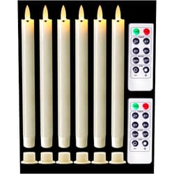 Homemory Real Waxy Flameless Taper Candles with Remote Timer, LED Candlesticks Flickering, Battery Operated Candles, 9.6 Inches for Home Christmas Wedding Celebration Decor, Ivory, Pack of 6