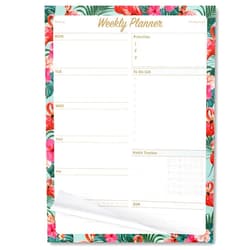 Oriday Weekly Planner Task Organizer Pad - 52 Sheets Undated Tear-away Planning Notepad (7.8x10 Flamingo)