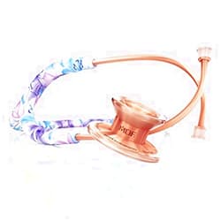 MDF Instruments Monet Rosegold MD One Epoch Lightweight Titanium Stethoscope, Adult, Monet Tube, Rosegold Chestpieces-Headset, MDF777TMORG
