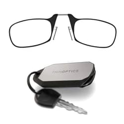 ThinOptics Keychain Rectangular Reading Glasses, Black Frames/Silver Case, 2 Piece Set + 1.5