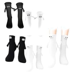 Aokid Magnetic Holding Hands Socks - Funny Magnetic Suction 3D Doll Couple Socks Novelty Gifts