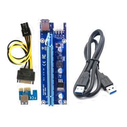 ThtRht PCIE Riser Card PCI-E 1X to 16X Express Extender Adapter with USB 3.0 Cable Molex to SATA Cord for Ethereum Mining Rigs EHT GPU Graphics Cards PCE164P-NO3 VER006C