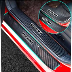 FLAMPETUS Door Sill Protector for Tesla Model 3, 4 Pieces Door Entry Protectors Strips for Outer Side, Tesla Model 3 Accessories 2021 2022 2023 for 5-Seater, Glossy Carbon Fiber Pattern