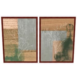 Great Art Collage by Valerie Wieners, 2 Piece Brown Framed Art Set, 17.25 X 21.25 Inches Each, Abstract Floral Art